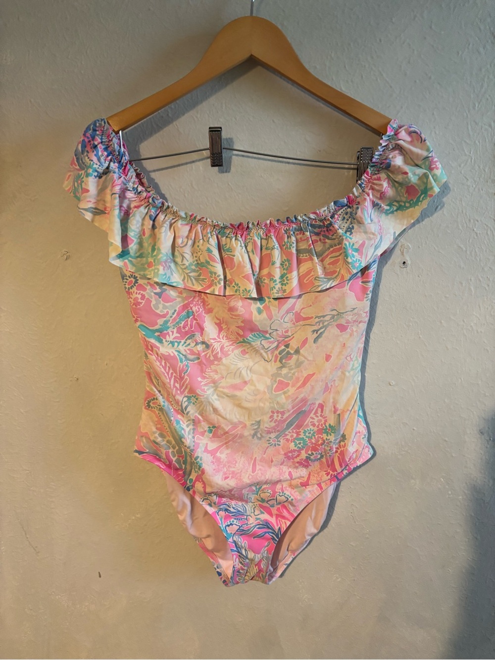 Lilly Pulitzer Pink Multi Floral Off-Shoulder One-Piece Swimsuit
